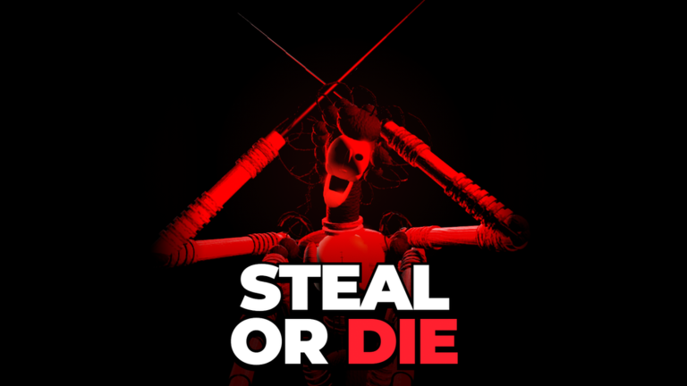 Red multi-arm promo figure with the Steal Or Die wordmark.